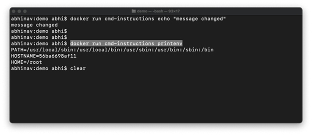 Key Terms related to docker commands